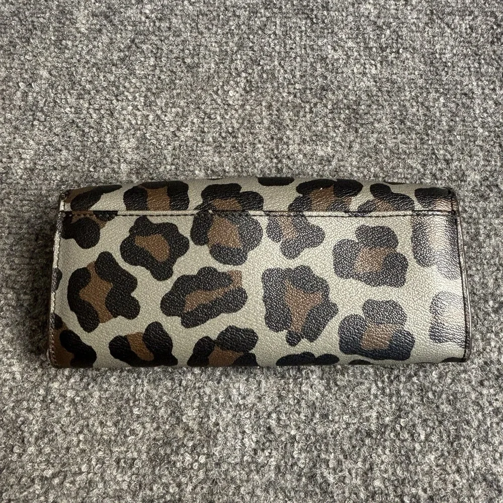 Coach Ocelot Leopard Print Long Envelope Snap Slim Wallet